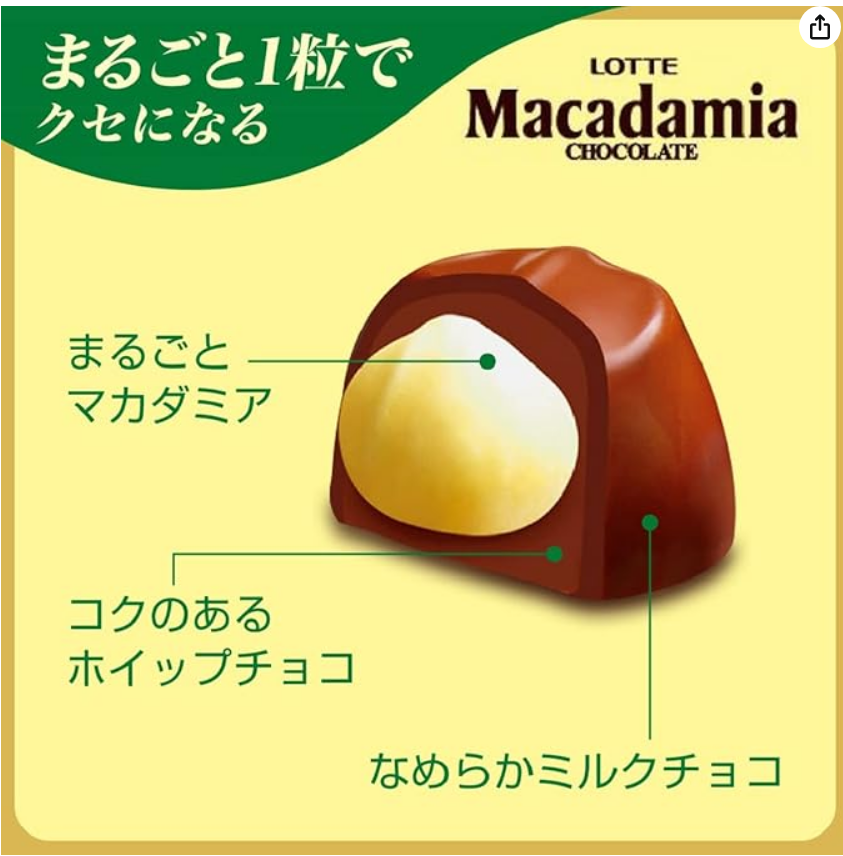 Lotte Macadamia Chocolate, 9 Tablets x 10 Pieces