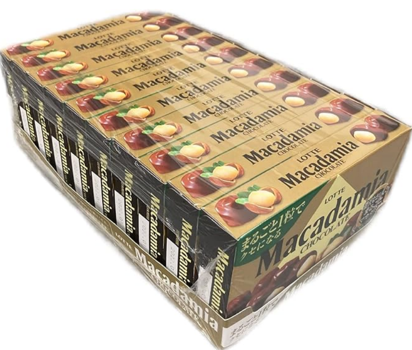 Lotte Macadamia Chocolate, 9 Tablets x 10 Pieces