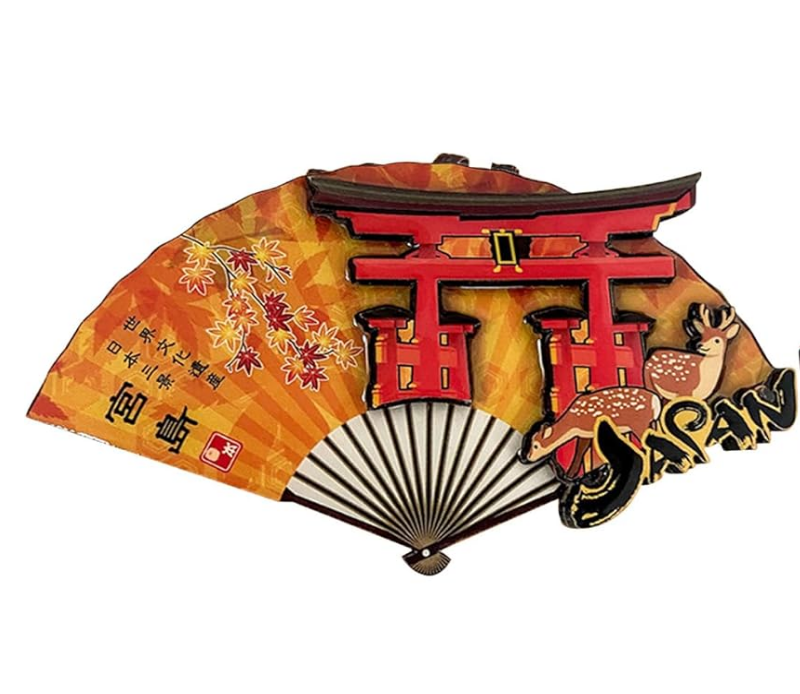 KRGNPLE 2-piece Magnetic Sticker, Japanese souvenir Fridge Magnet, Japanese Souvenir, 3D Type, Souvenir, Souvenir, Landmark Craft, Magnet, Cute, Idea, Collection, Accessory (Miyajima Fan + Kyoto)