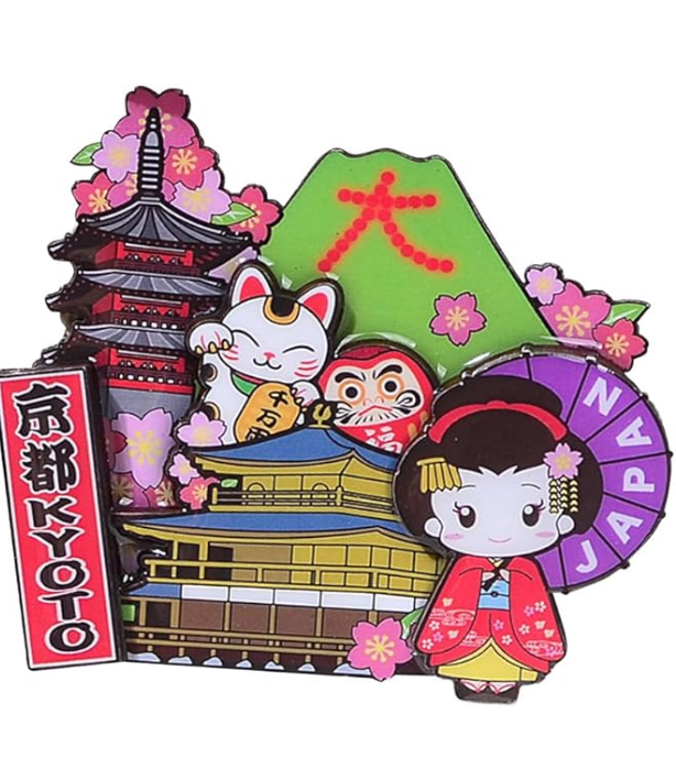KRGNPLE 2-piece Magnetic Sticker, Japanese souvenir Fridge Magnet, Japanese Souvenir, 3D Type, Souvenir, Souvenir, Landmark Craft, Magnet, Cute, Idea, Collection, Accessory (Miyajima Fan + Kyoto)