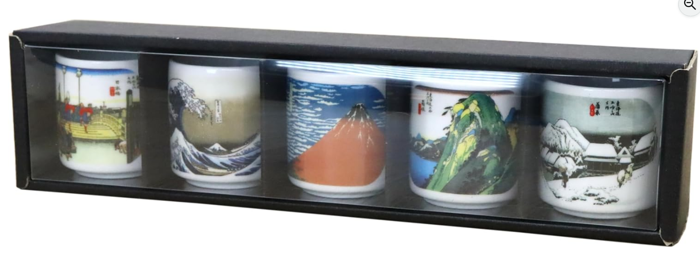 Japanese Souvenir Tokaido Guinomi (New), Set of 5