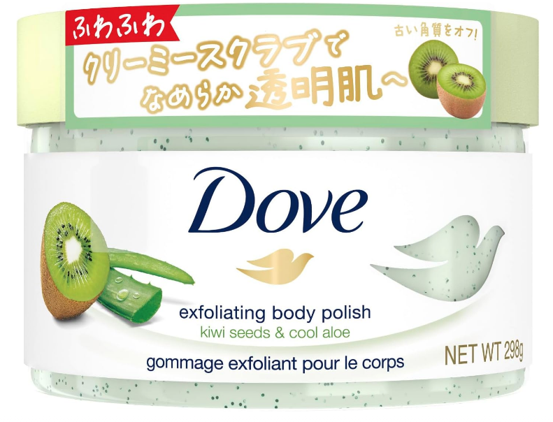 Dove Body Scrub, Kiwi and Aloe, 10.5 oz, Exfoliating Care, Darkened Pores, Clarity