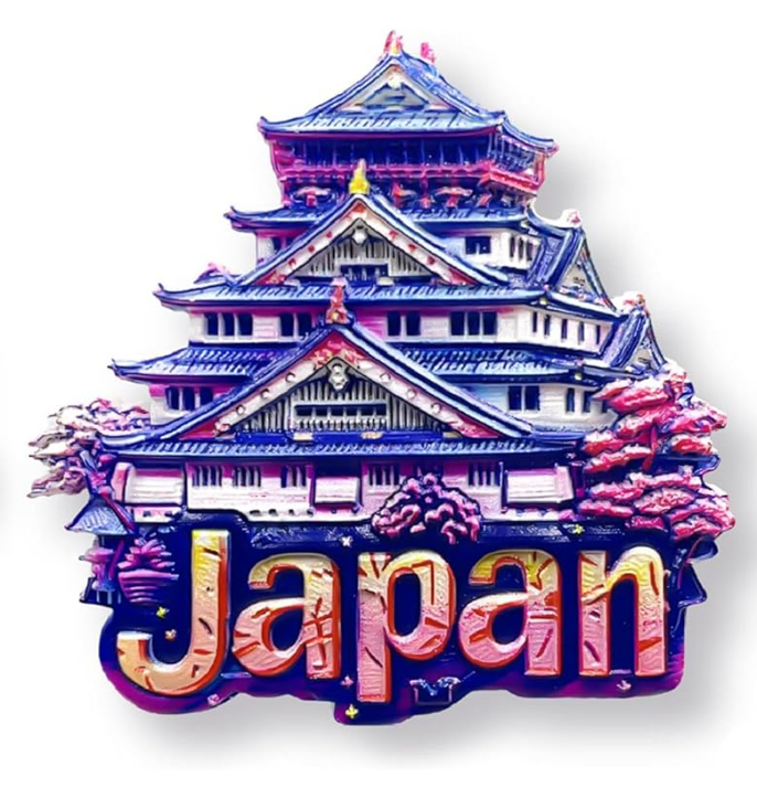 KRGNPLE 2 Pcs Magnetic Sticker Japanese souvenir Refrigerator Magnet Japanese Souvenir 3D Souvenir Keepsake Landmark Craft Magnet Cute Idea Collection Accessories (Shiyume Osaka + Torii Gate and Mount
