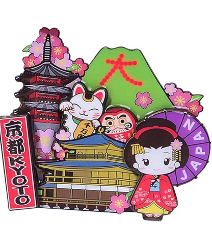 KRGNPLE 2-piece Magnetic Sticker, Japanese souvenir Fridge Magnet, Japanese Souvenir, 3D Type, Souvenir, Souvenir, Landmark Craft, Magnet, Cute, Idea, Collection, Accessory (Miyajima Fan + Kyoto)