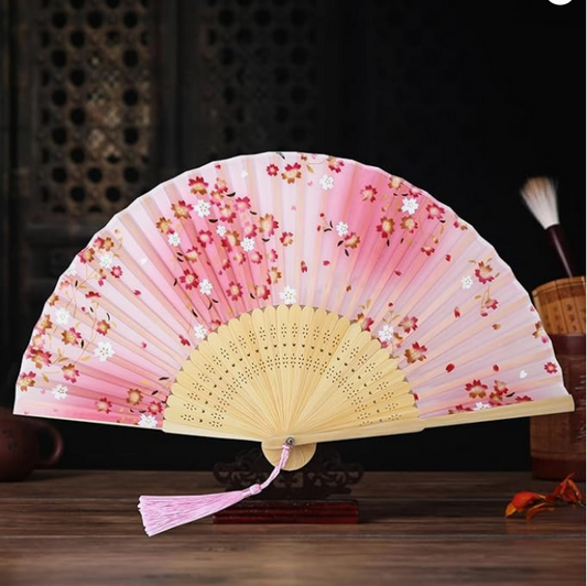 Boshiho Women's Fan & Fan Bag, Rayon Dance Fan, Beautiful, Flower Pattern, Butterfly Pattern, Cherry Blossom Pattern, Stylish, Japanese Style Accessory, Elegant, Gorgeous