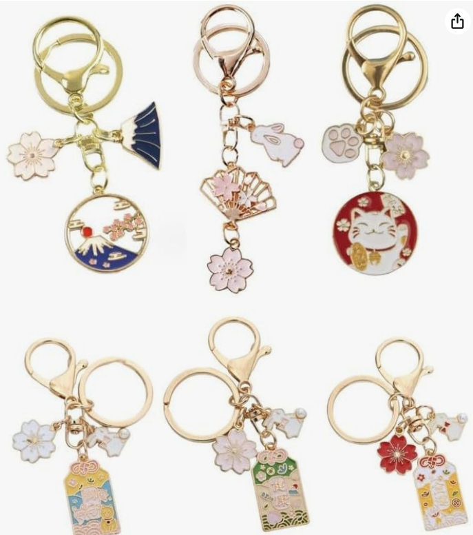 [villageriver] Japanese Souvenir Keychain for Foreigners, Mt. Fuji, Cherry Blossoms, Maneki Neko