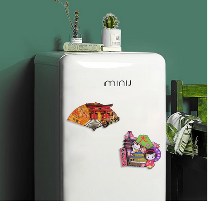 KRGNPLE 2-piece Magnetic Sticker, Japanese souvenir Fridge Magnet, Japanese Souvenir, 3D Type, Souvenir, Souvenir, Landmark Craft, Magnet, Cute, Idea, Collection, Accessory (Miyajima Fan + Kyoto)